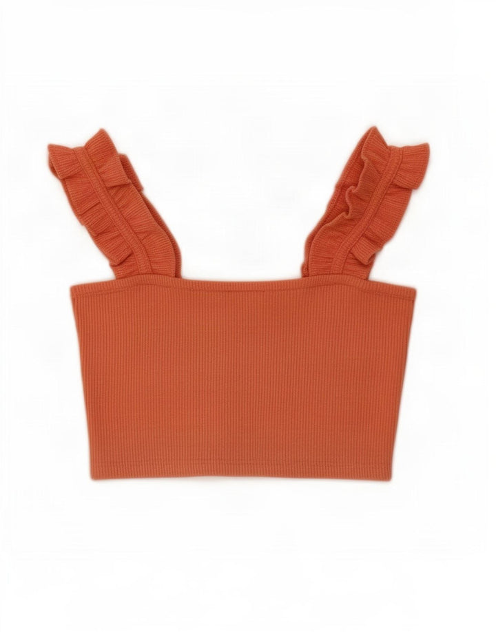 Crop Top pentru femei Zara UK 8 Poliester portocaliu mic