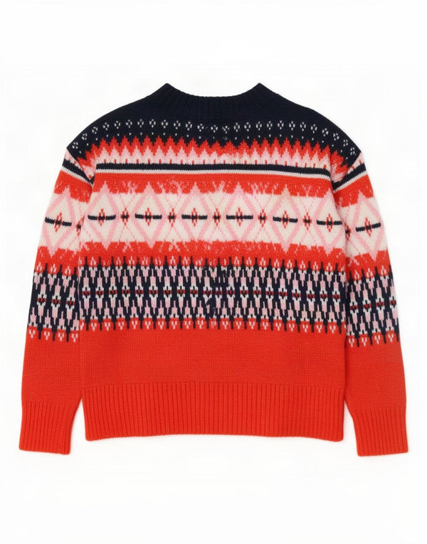 Pulover pentru femei Marks & Spencer cu decolteu rotund UK 10 Small Red Fair Isle