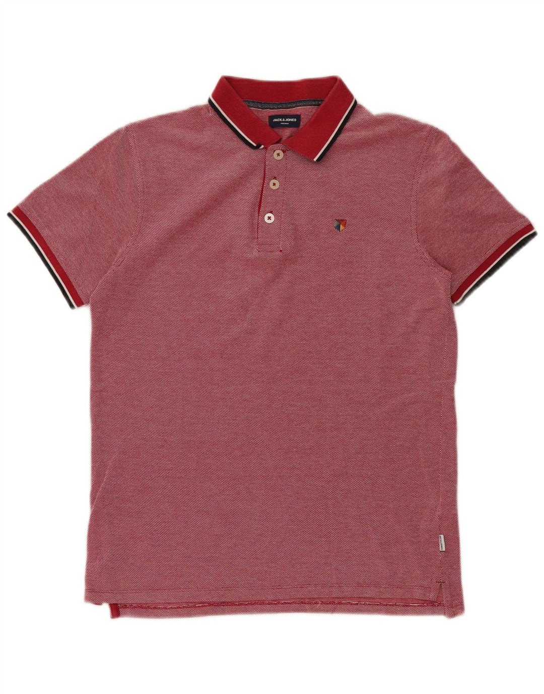 JACK & JONES Mens Polo Shirt Small Red Cotton