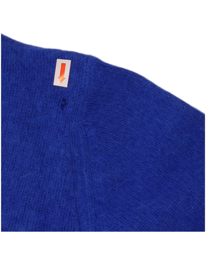 Pulover cardigan crop VINTAGE pentru femei UK 10 Lână albastră mică