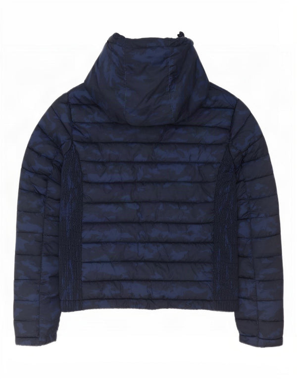 Jachetă căptușită cu glugă Superdry pentru femei UK 16 Camuflaj mare bleumarin