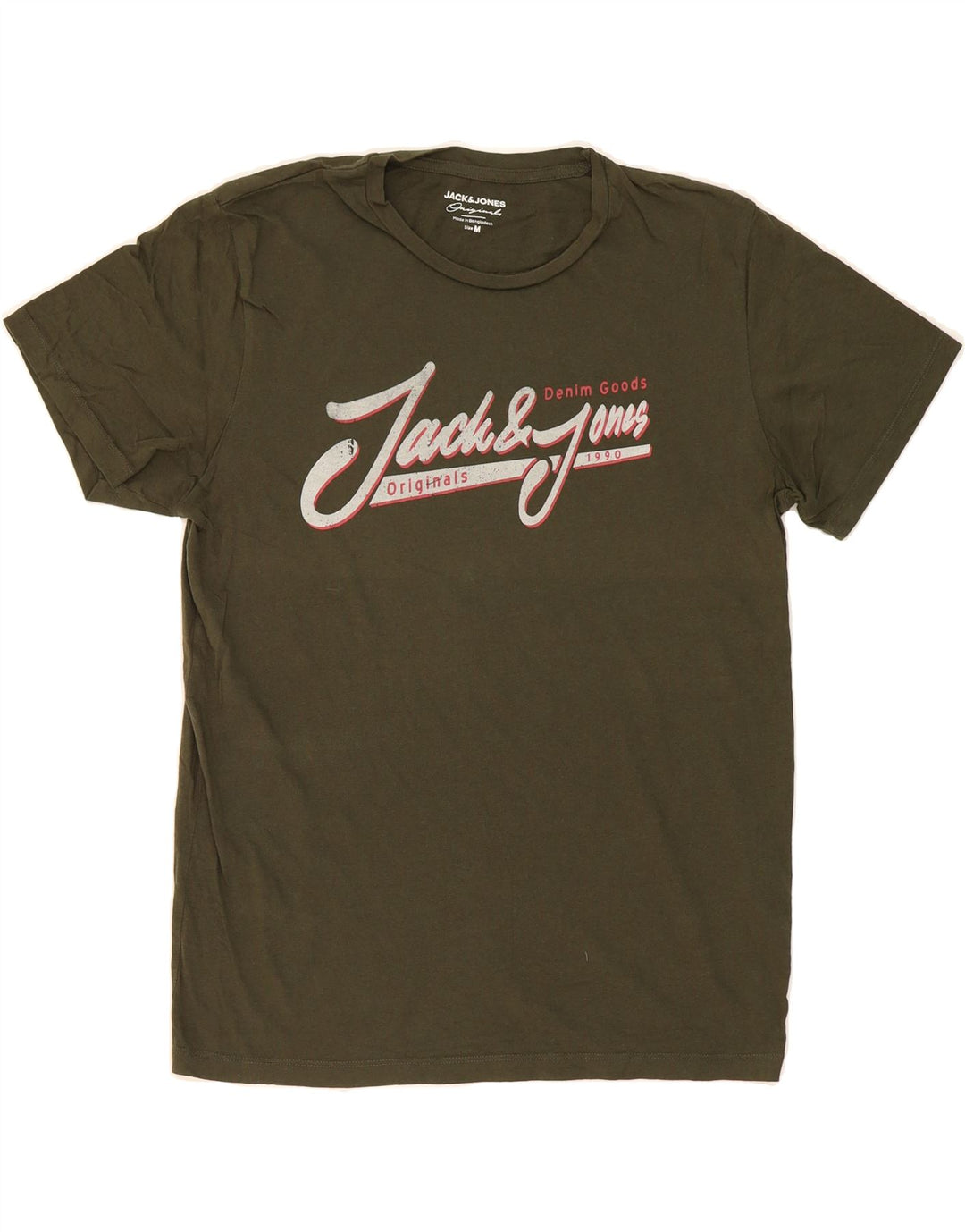 JACK & JONES Mens Graphic T-Shirt Top Medium Khaki Cotton Vintage Jack & Jones and Second-Hand Jack & Jones from Messina Hembry 