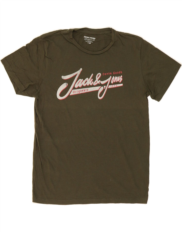 JACK & JONES Mens Graphic T-Shirt Top Medium Khaki Cotton Vintage Jack & Jones and Second-Hand Jack & Jones from Messina Hembry 