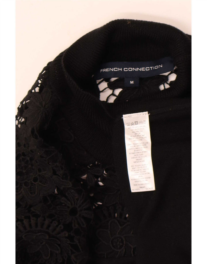 French Connection Pulover cu gât rulat pentru femei UK 14 Medium Black Floral
