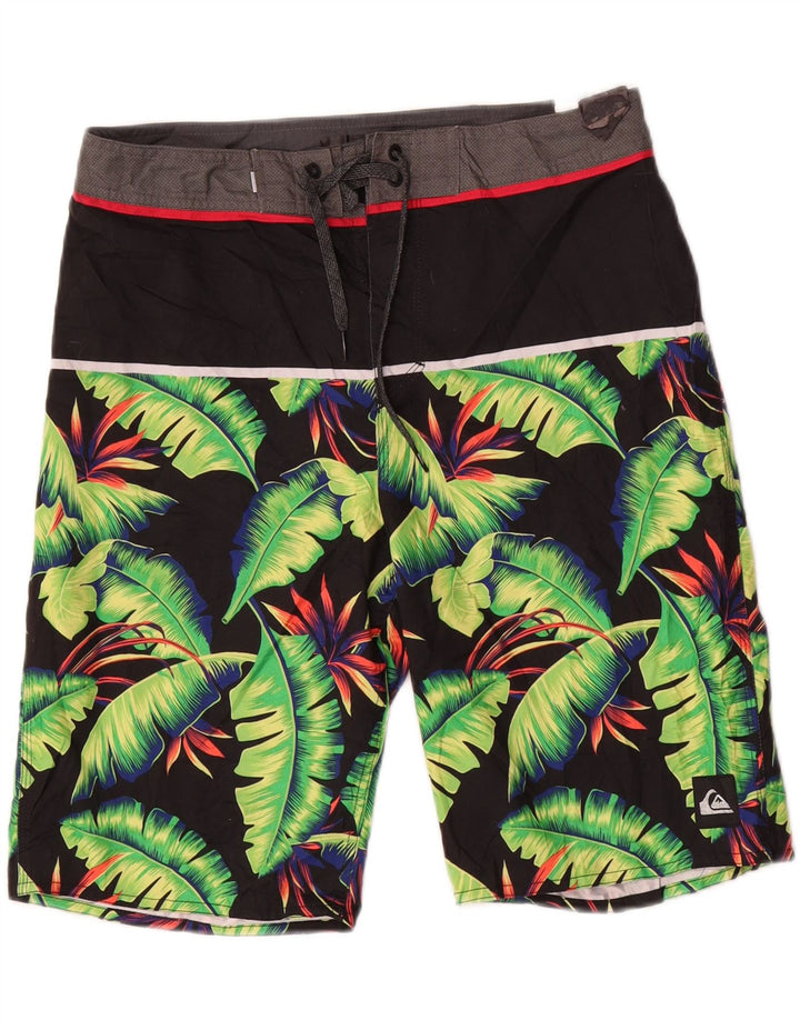 Pantaloni scurți de înot Quiksilver pentru bărbați, poliester floral, negru mediu