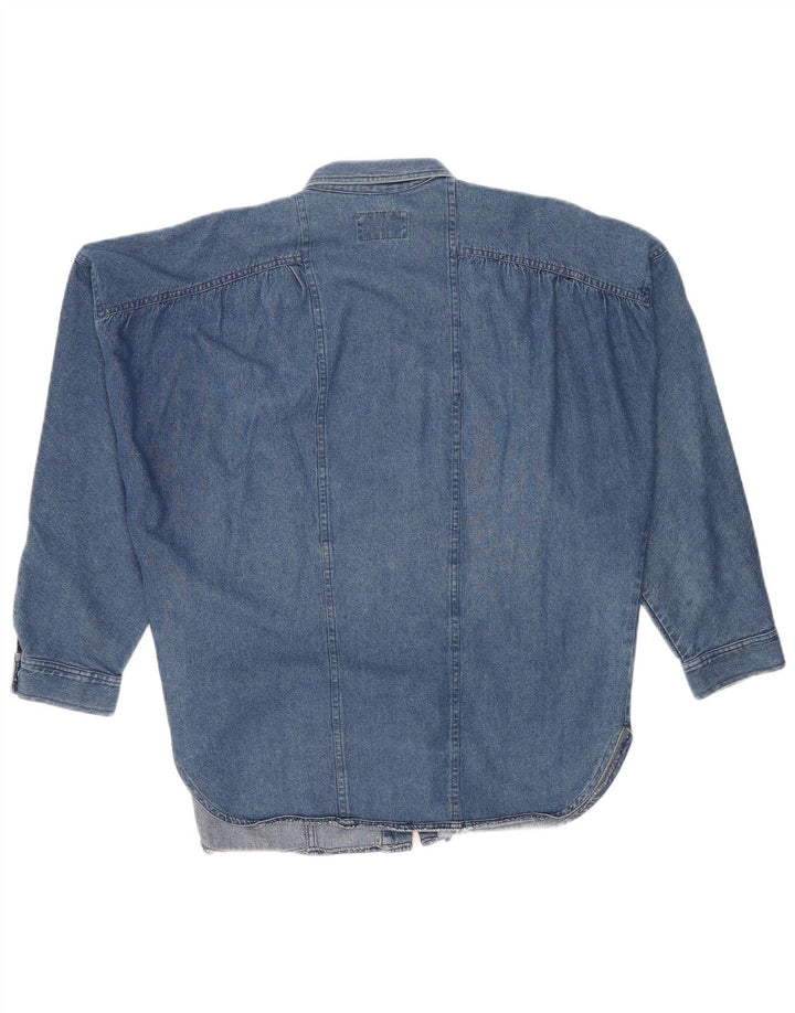 POP 84 Cămașă de denim supradimensionată pentru femei UK 14 Bumbac albastru mediu