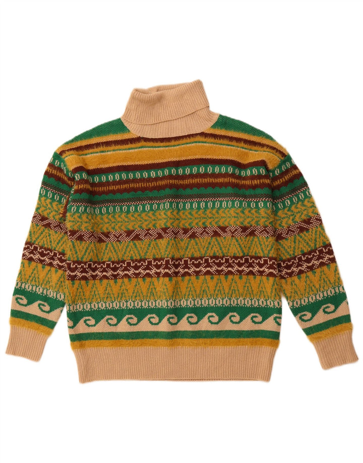 VINTAGE Pulover cu gât rulat pentru bărbați, mare, multicolor, Fair Isle