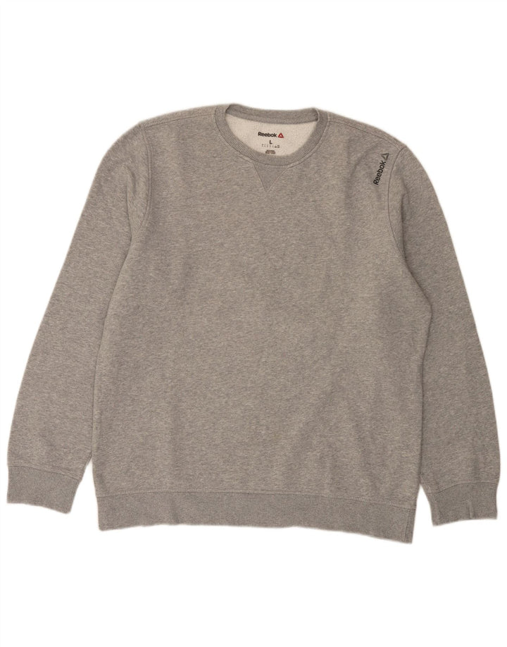 Hanorac pentru bărbați Reebok Jumper mare, gri, bumbac cu pete