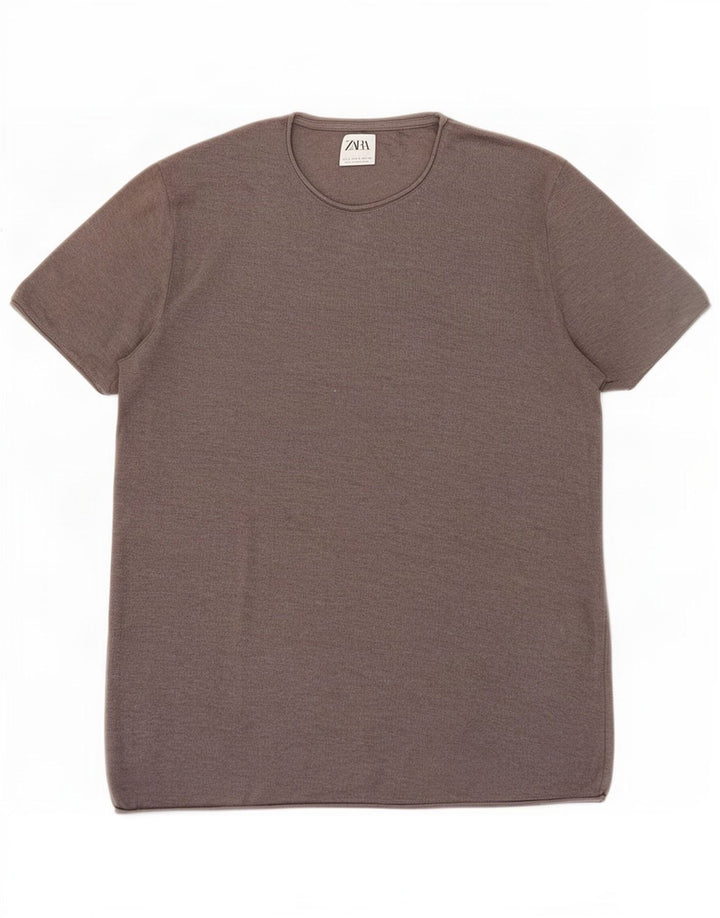 Tricou pentru bărbați Zara Top mare bumbac gri