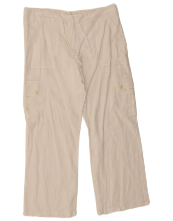 Pantaloni cargo vintage cu talie înaltă pentru femei L32 L27 alb