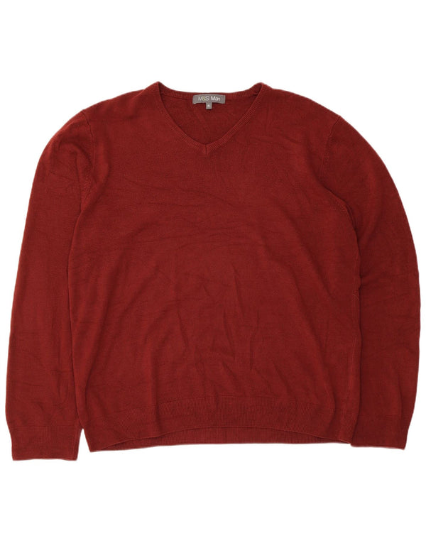 Pulover pentru bărbați Marks & Spencer, cu decolteu în V, XL Bordeaux Acrilic