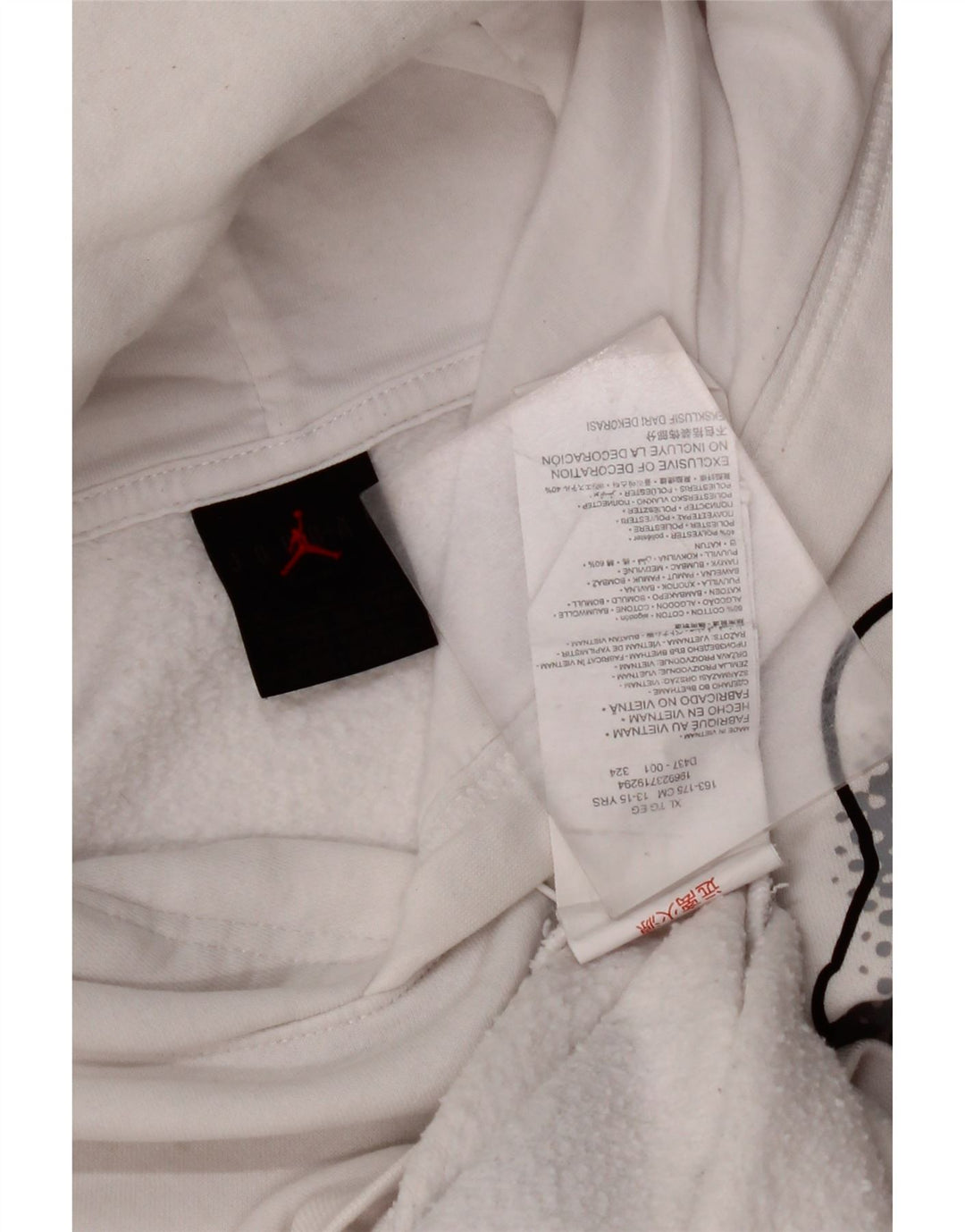 JORDAN Pulover cu glugă grafic pentru băieți 13-14 ani XL bumbac alb