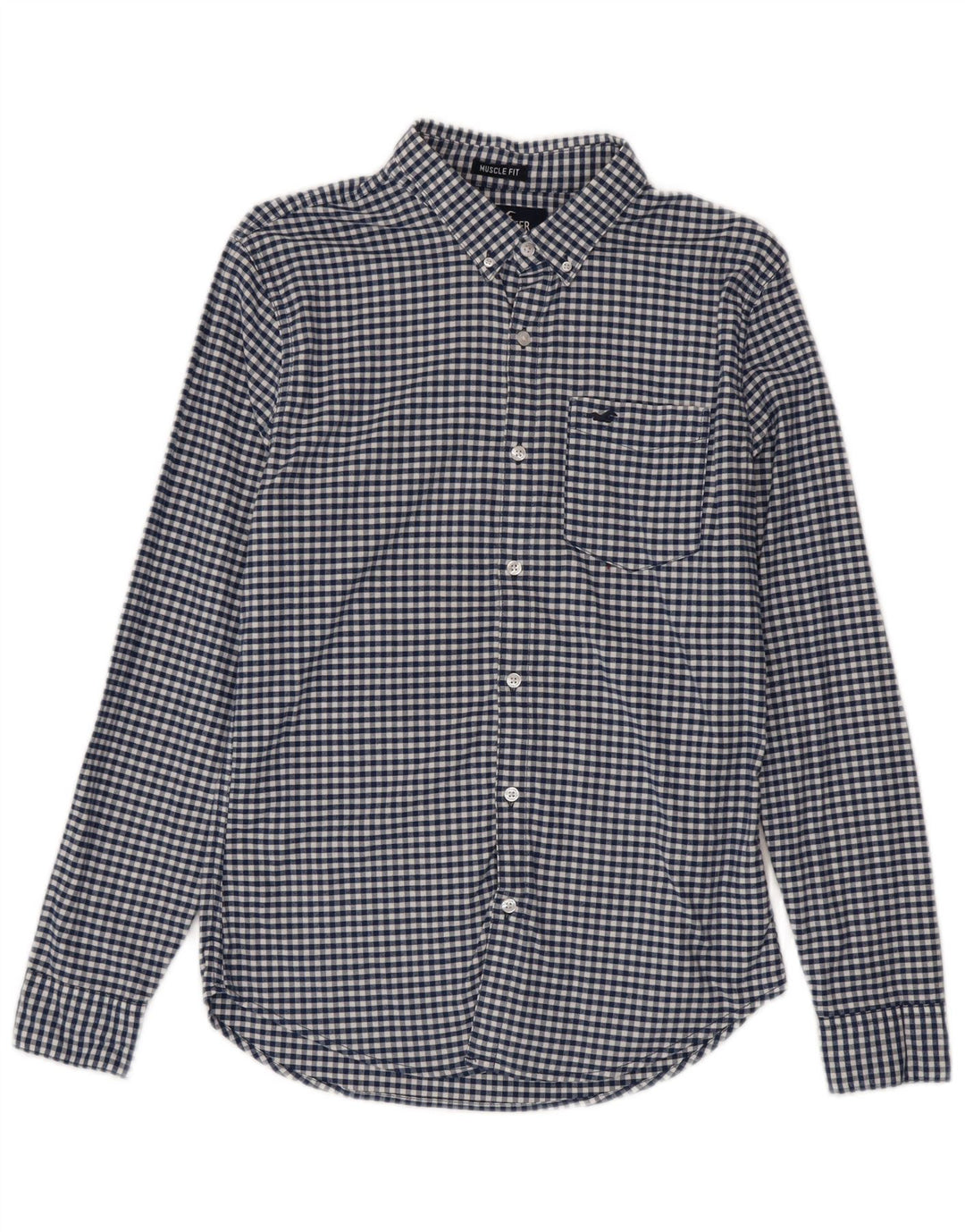 Cămașă Hollister pentru bărbați Mic, albastru Gingham Bumbac