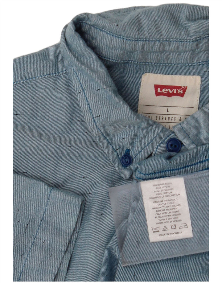 Cămașă Levi's cu mânecă scurtă pentru bărbați, mare, albastru, bumbac