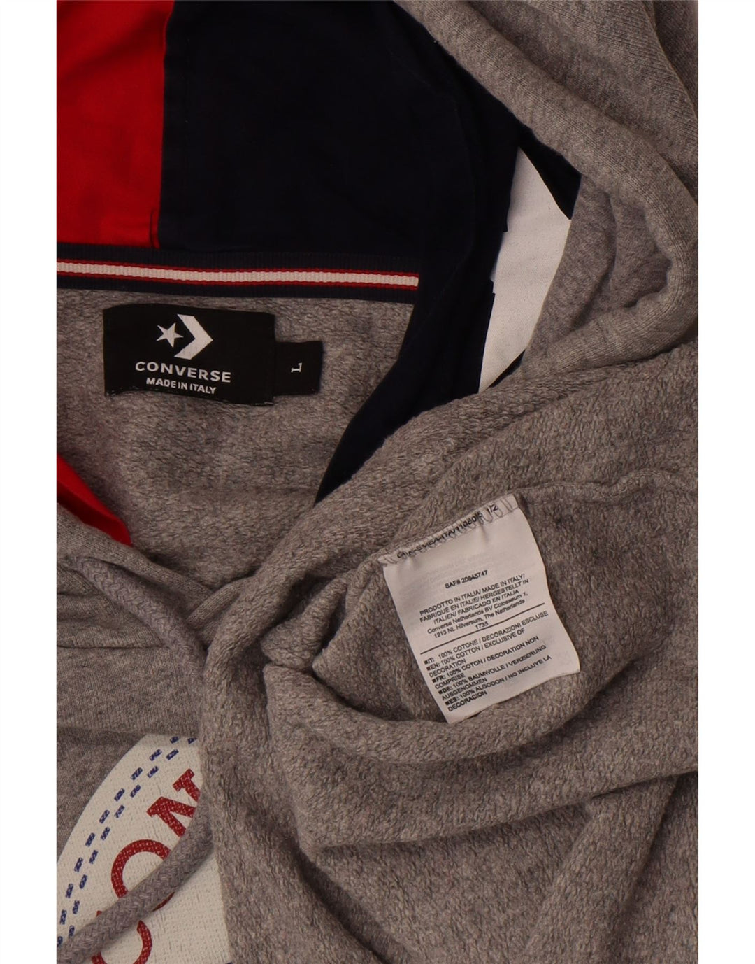 Pulover pentru bărbați Converse Graphic Hoodie Jumper mare, gri, bumbac