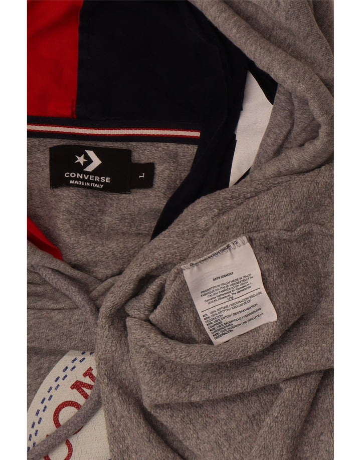 Pulover pentru bărbați Converse Graphic Hoodie Jumper mare, gri, bumbac