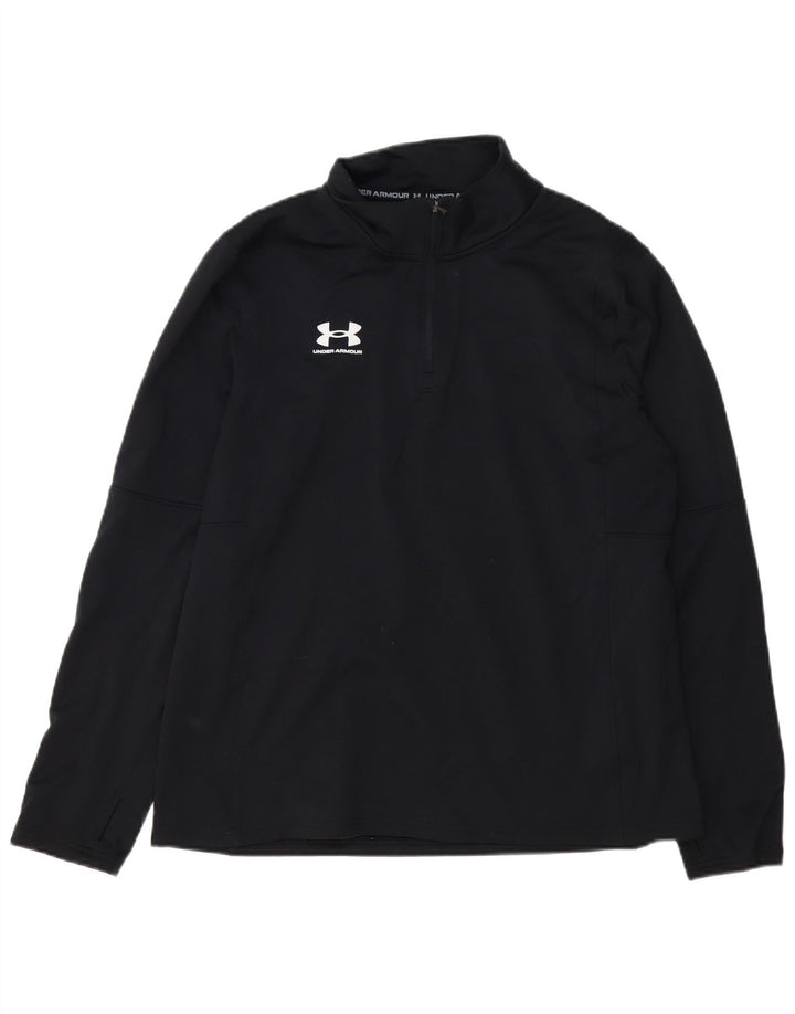 Top de trening Under Armour pentru bărbați, cu fermoar și gât, poliester negru