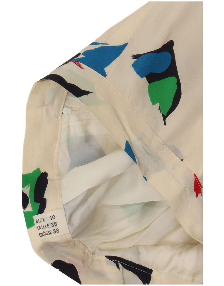 Fusta midi vintage cu model abstract pentru femei UK 10 Small W28 Off White