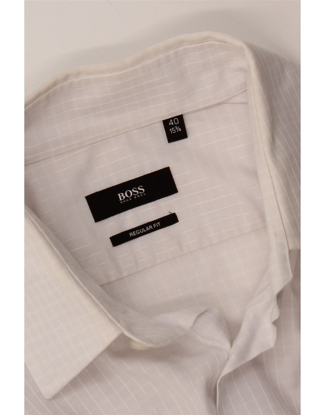 Cămașă HUGO BOSS pentru bărbați, cu tăiere obișnuită, mărimea 40 15 3/4 Medium, alb, vichy