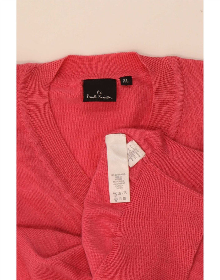 Pulover pentru bărbați Paul Smith, cu decolteu în V, XL, lână roșie