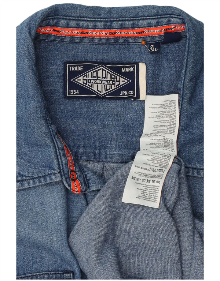 Cămașă de blugi pentru bărbați SUPERDRY 2XL, bumbac albastru