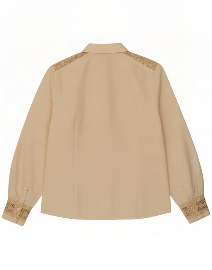 Bluză de cămașă vintage pentru femei US 3 Small Off White Poliester