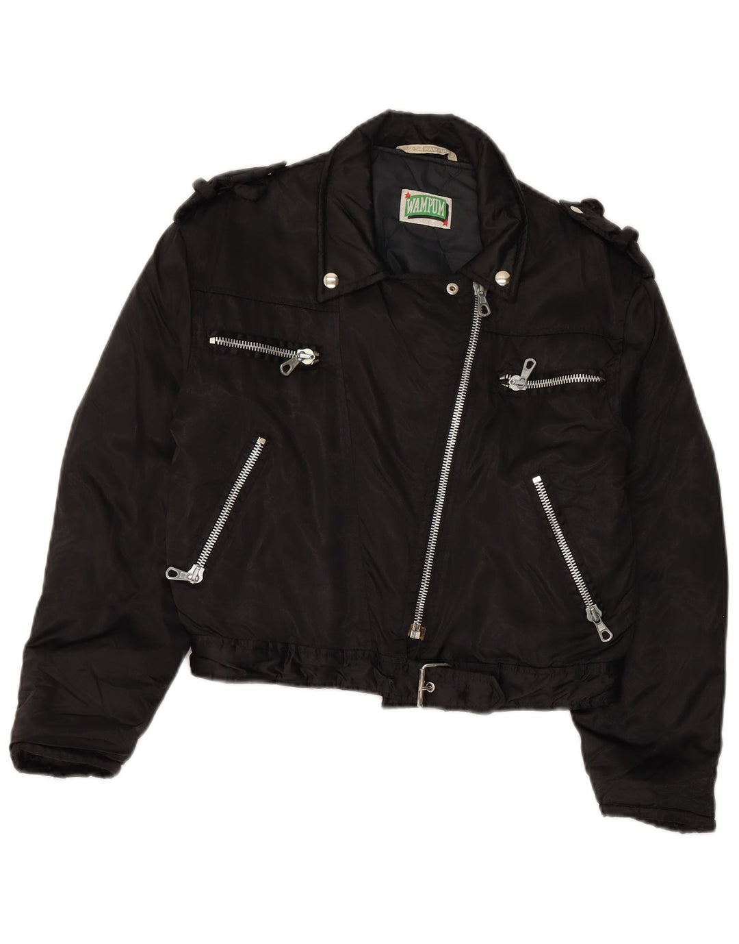 Jachetă de motociclist supradimensionată pentru femei WAMPUM UK 10, nailon mic, negru