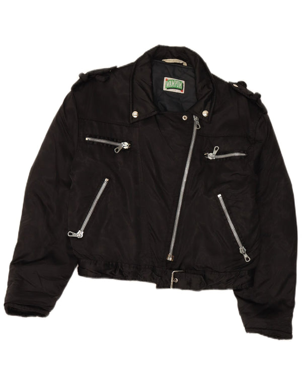 Jachetă de motociclist supradimensionată pentru femei WAMPUM UK 10, nailon mic, negru