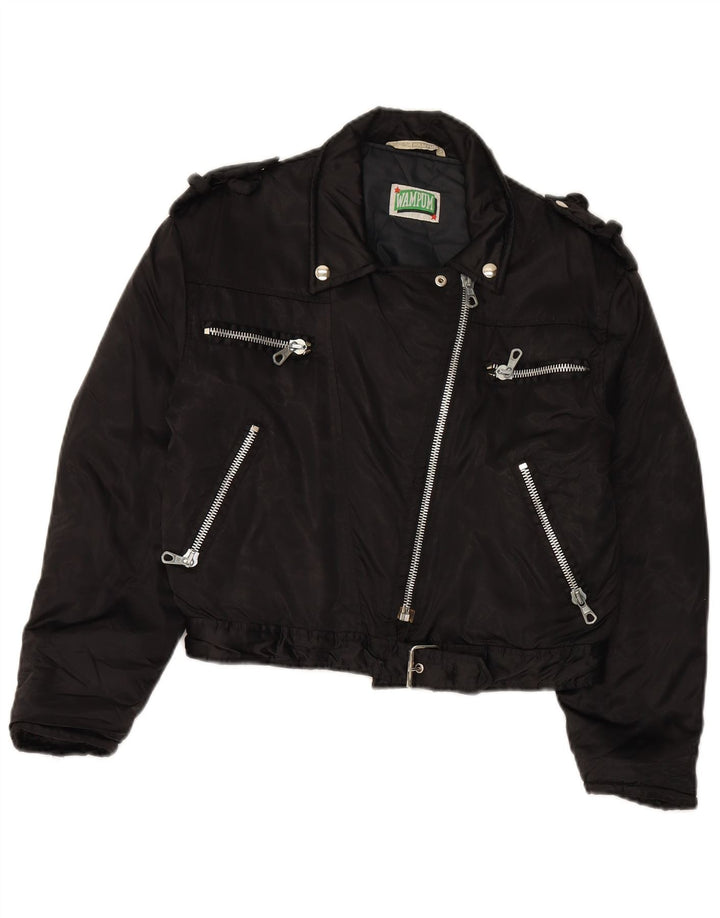 Jachetă de motociclist supradimensionată pentru femei WAMPUM UK 10, nailon mic, negru