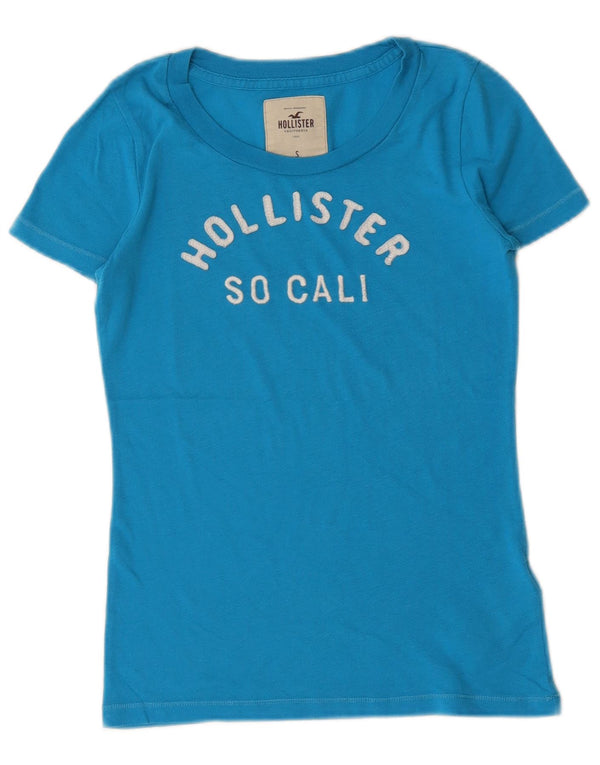 Tricou grafic Hollister pentru femei Top UK 8 Small Blue Cotton