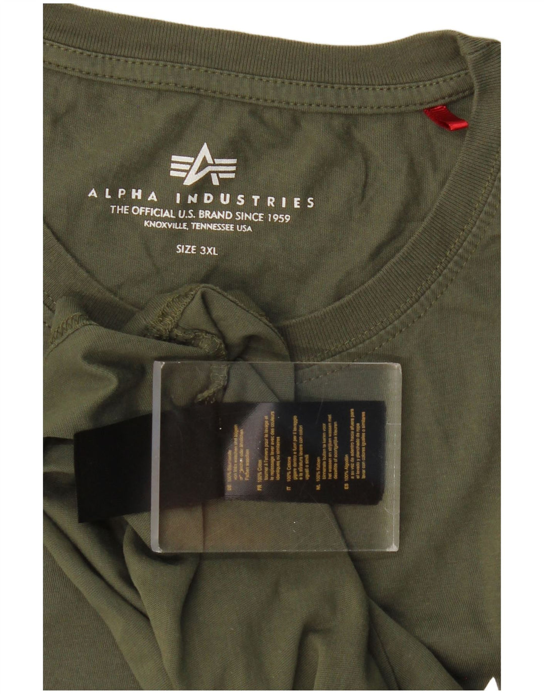 ALPHA INDUSTRIES Tricou pentru bărbați Top 3XL Kaki Bumbac