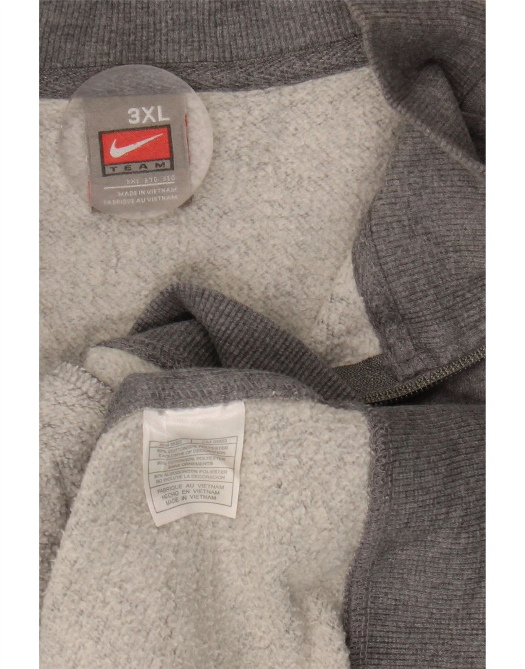 Pulover Nike pentru bărbați, cu fermoar și gât, bumbac gri 3XL