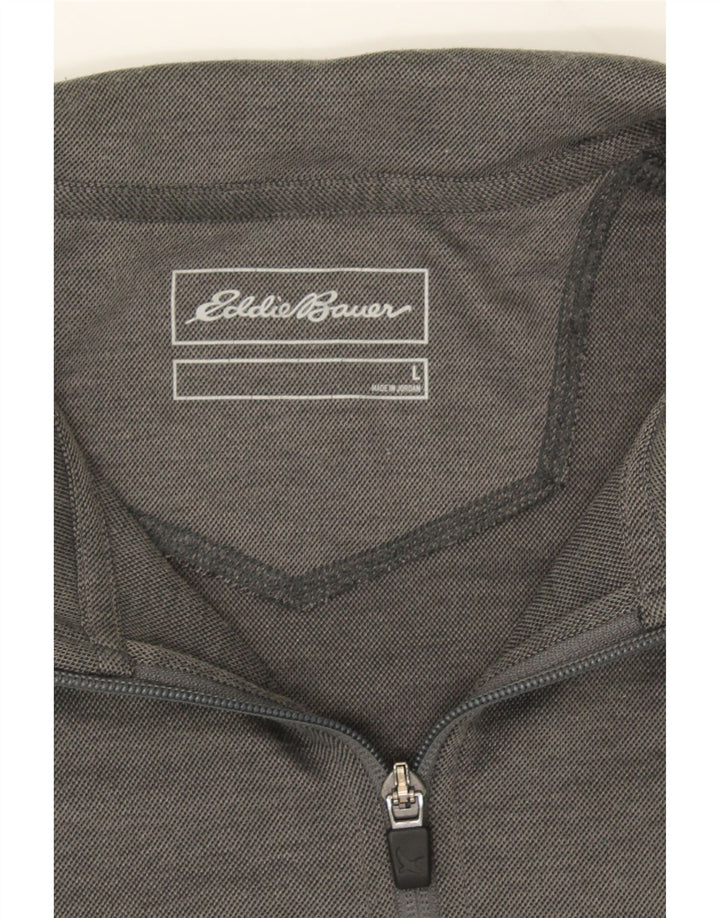 EDDIE BAUER Mens Zip Neck Pullover Tracksuit Top Large Grey Polyester Vintage Eddie Bauer and Second-Hand Eddie Bauer from Messina Hembry 