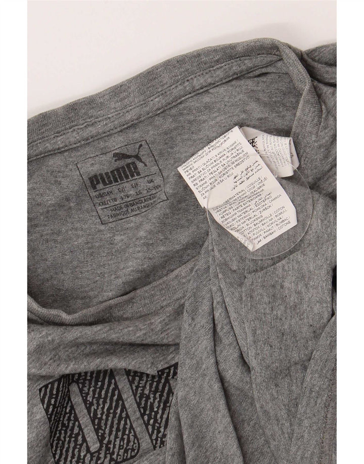Tricou cu grafică obișnuită Puma pentru băieți Top 15-16 ani, bumbac gri