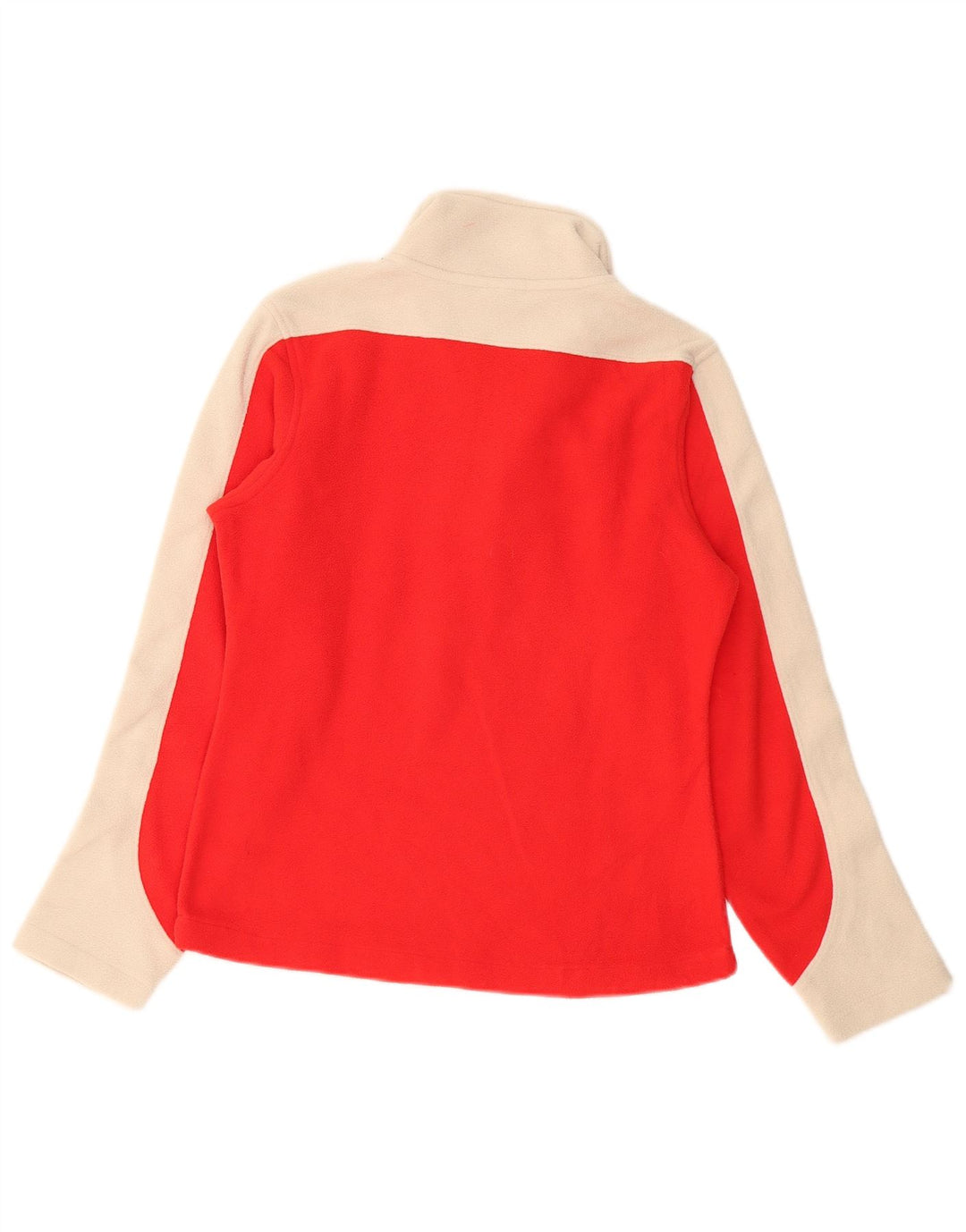 COLMAR Womens Zip Neck Fleece Jumper UK 12 Medium Red Colourblock Vintage Colmar and Second-Hand Colmar from Messina Hembry 