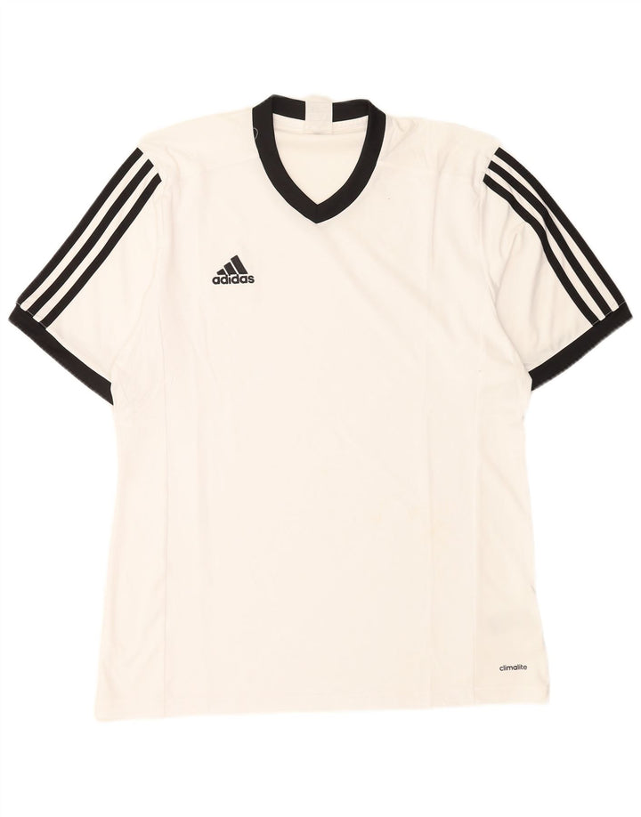 Tricou Adidas Climalite pentru bărbați Top mare din poliester alb