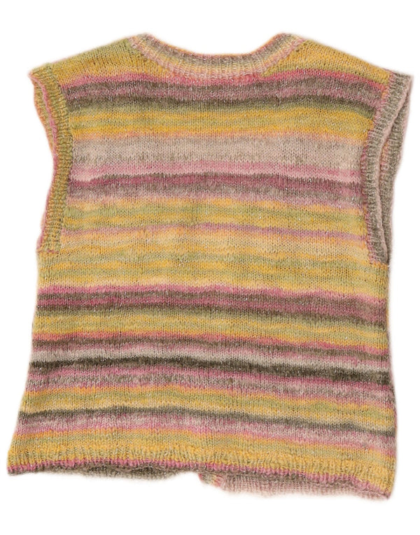 Cardigan Vintage fără mâneci pentru femei UK 14 Medium Multicolor