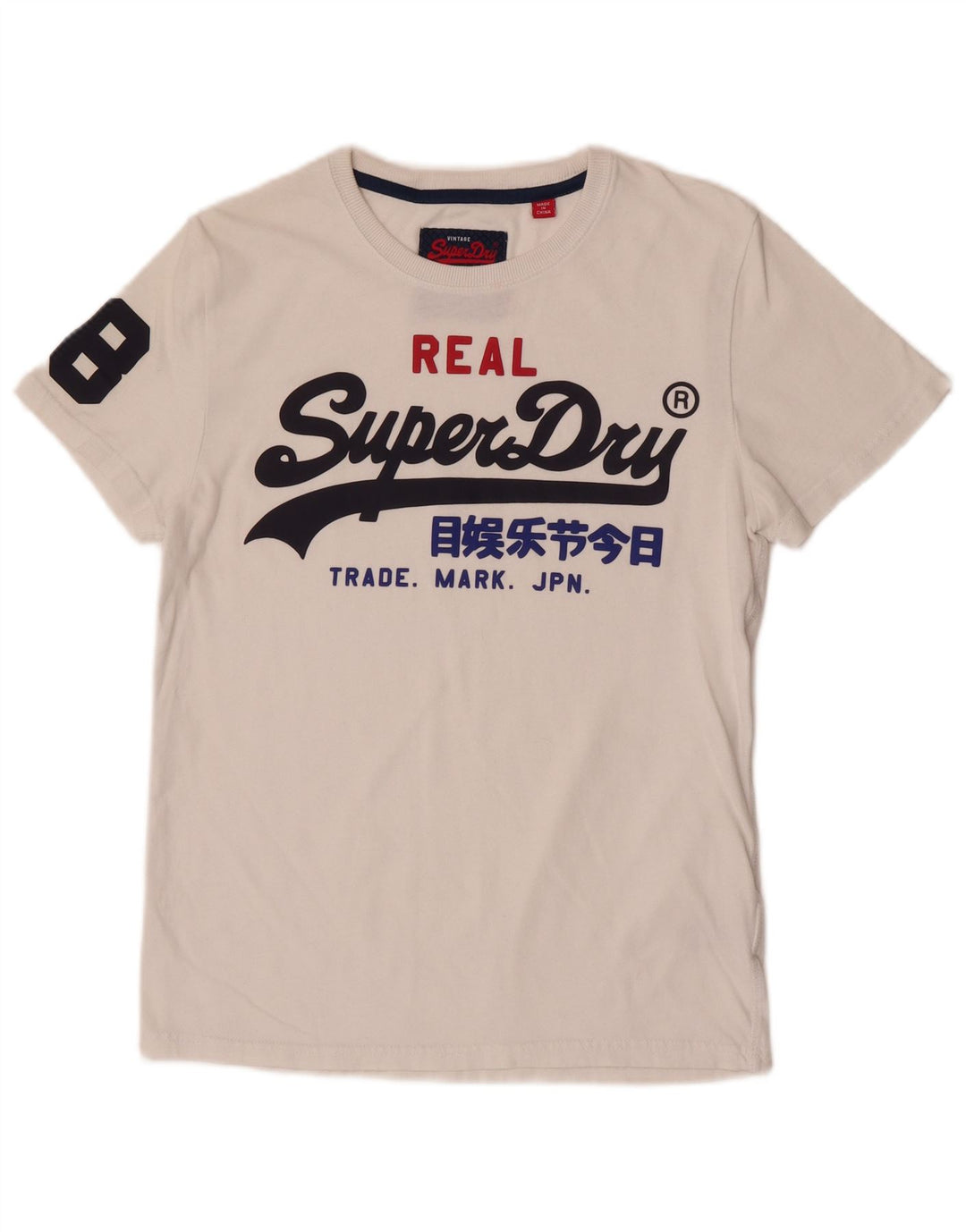 Tricou cu grafică obișnuită Superdry pentru bărbați Top mediu din bumbac alb