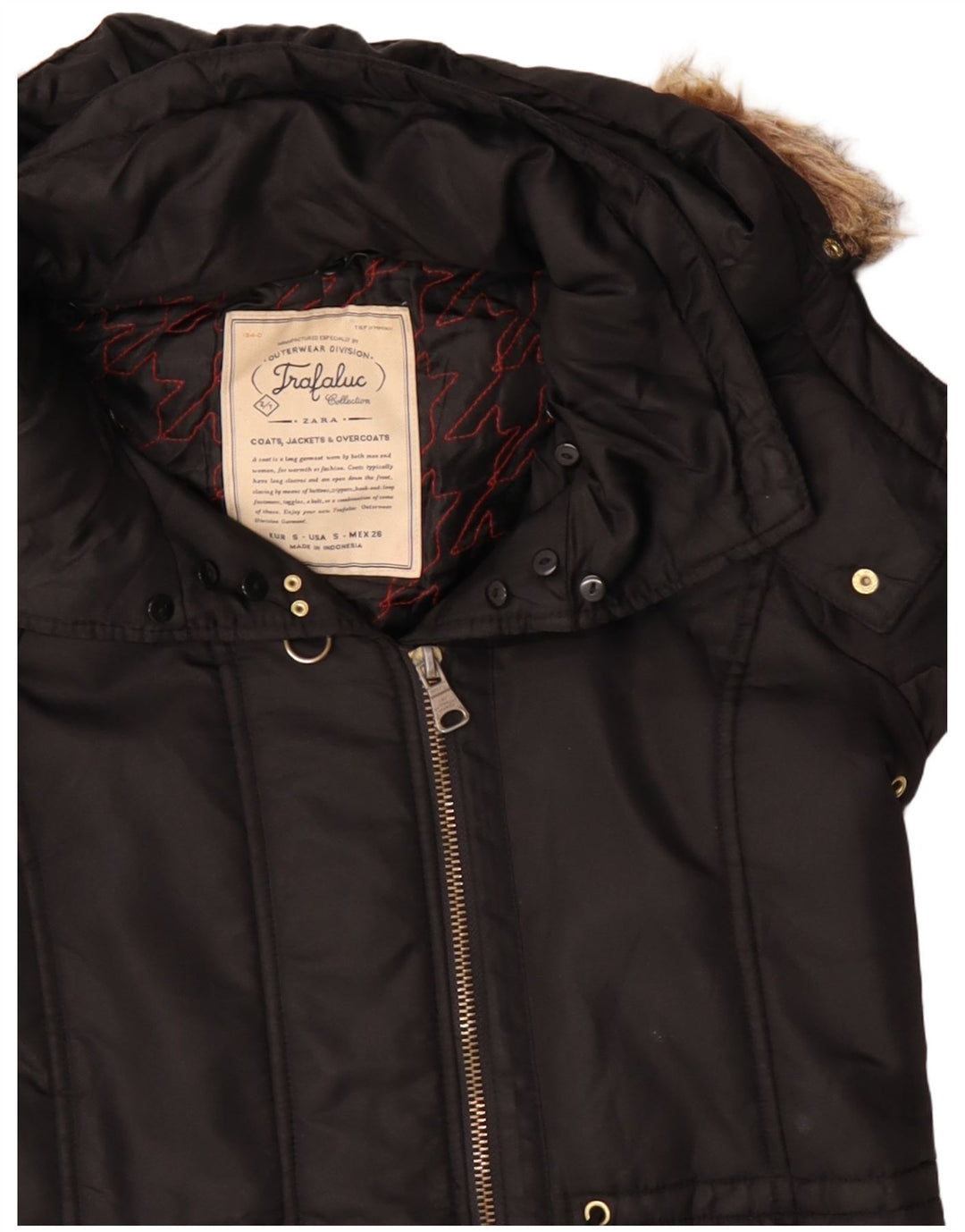 Jachetă de vânt cu glugă Trafaluc pentru femei Zara UK 10 Poliester negru mic