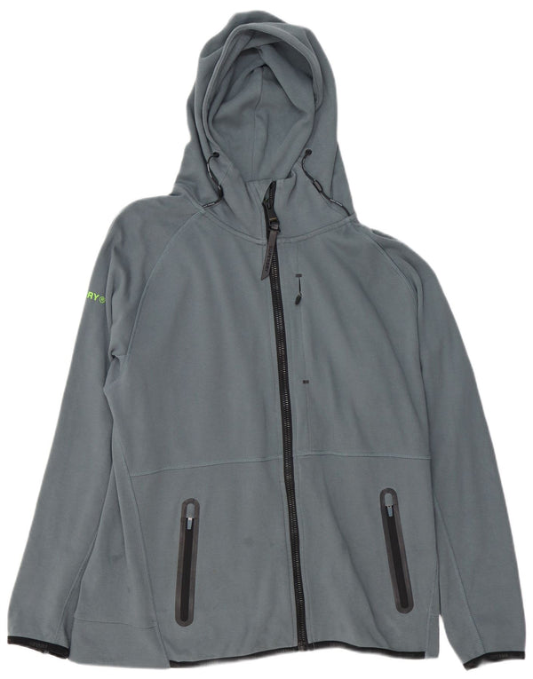 Pulover Superdry pentru bărbați, cu fermoar, XL, bumbac, albastru