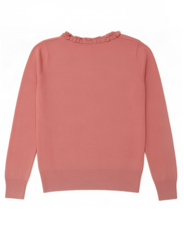Pulover pentru femei Oasis, cu volan, cu gâtul barcă, UK 10, bumbac roz mic