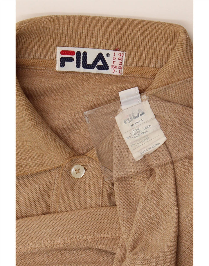 Tricou polo FILA pentru bărbați IT 48, bumbac cu pete maro mediu