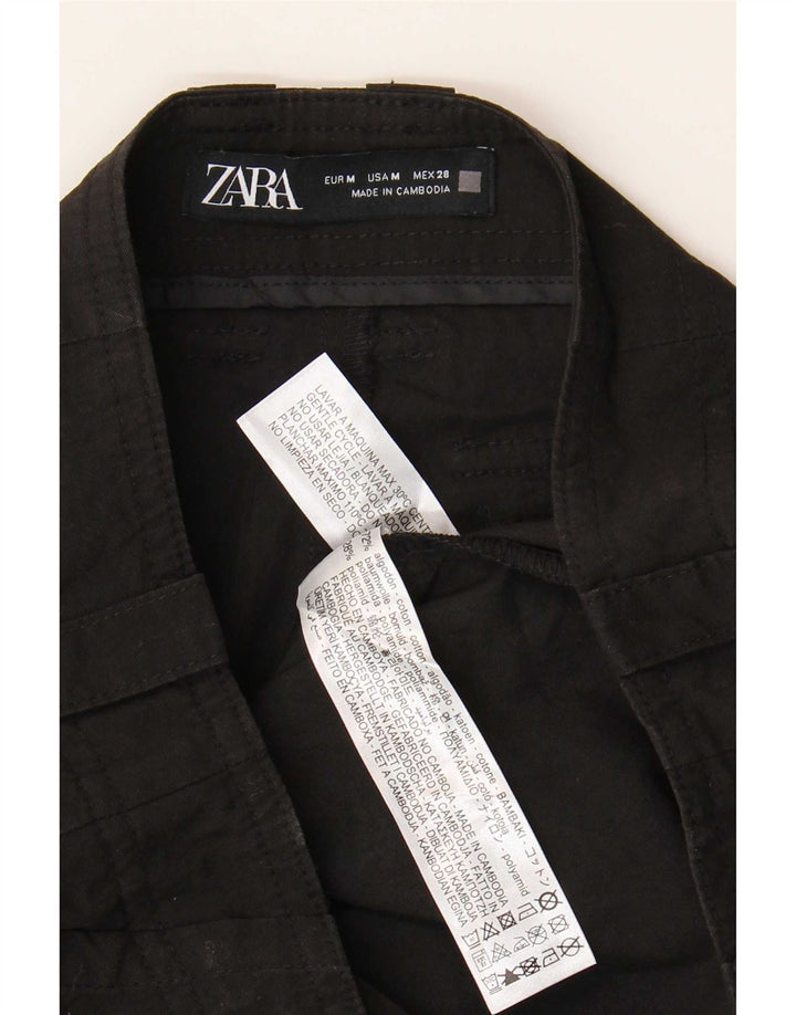 Pantaloni cargo drepti pentru femei Zara Mediu L28 L25 Bumbac negru