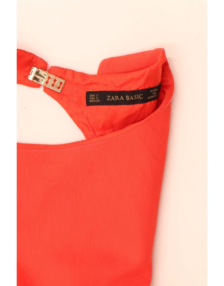 Rochie A-Line fără mâneci pentru femei Zara UK 10 Bumbac portocaliu mic