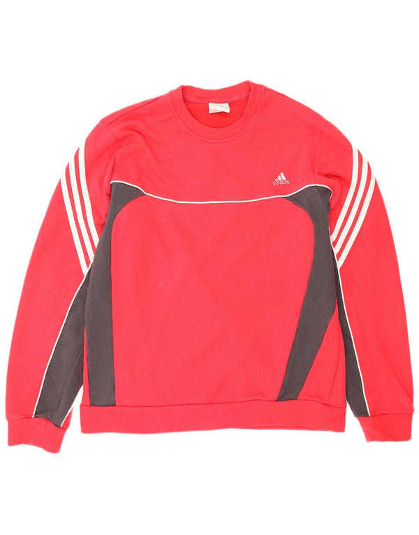 Pulover pentru bărbați ADIDAS Climalite, bumbac color bloc, roșu mediu