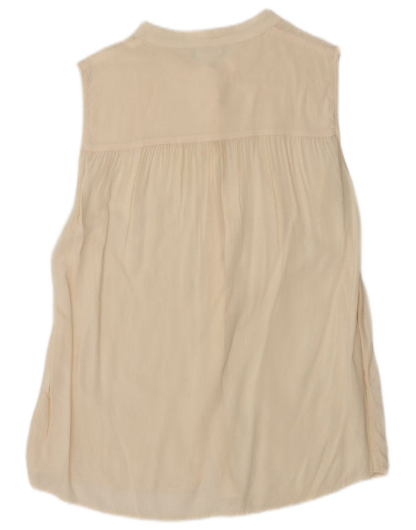 Bluză cămașă fără mâneci pentru femei Benetton UK 12 Medium Off White