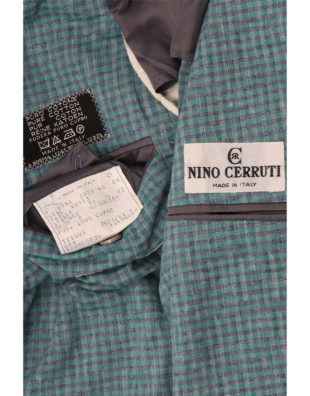 Jachetă pentru bărbați Nino Cerruti cu 2 nasturi IT 54 2XL Bumbac cu check albastru