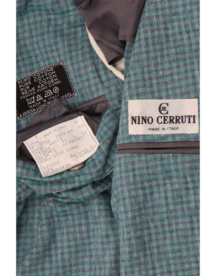 Jachetă pentru bărbați Nino Cerruti cu 2 nasturi IT 54 2XL Bumbac cu check albastru