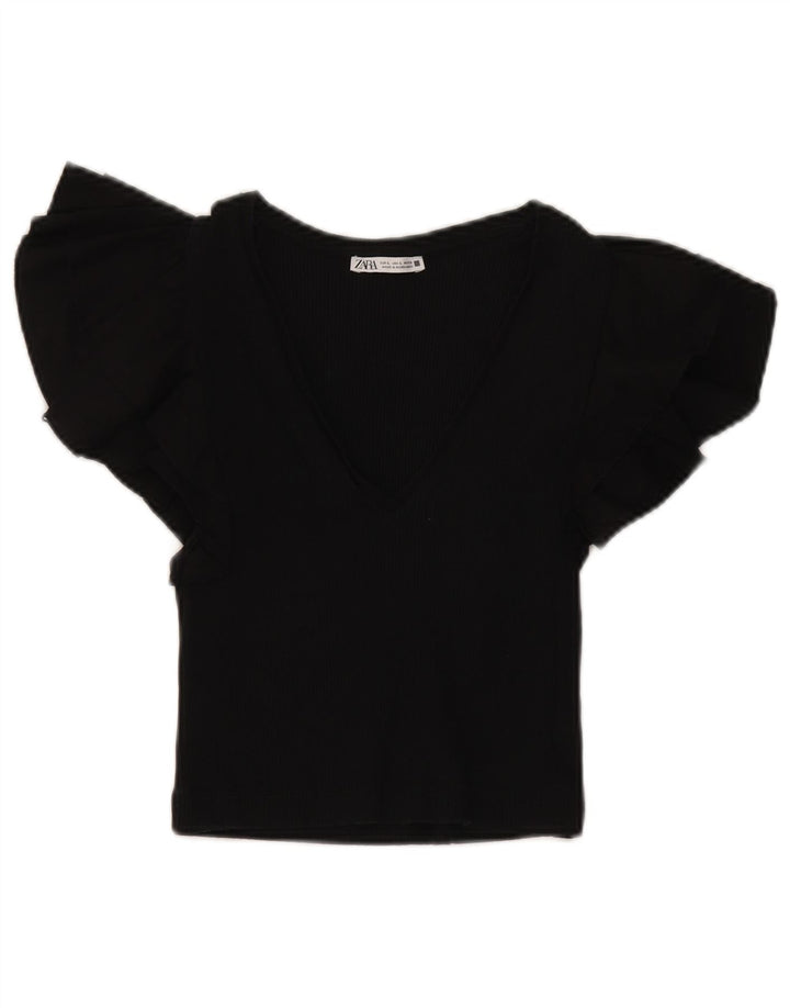 Bluză Crop Top Femei Zara UK 14 Large Negru
