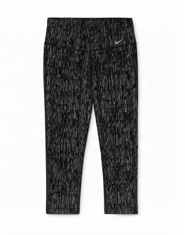 Leggings Capri Nike Dri Fit pentru femei, cu model abstract, UK 10, negru